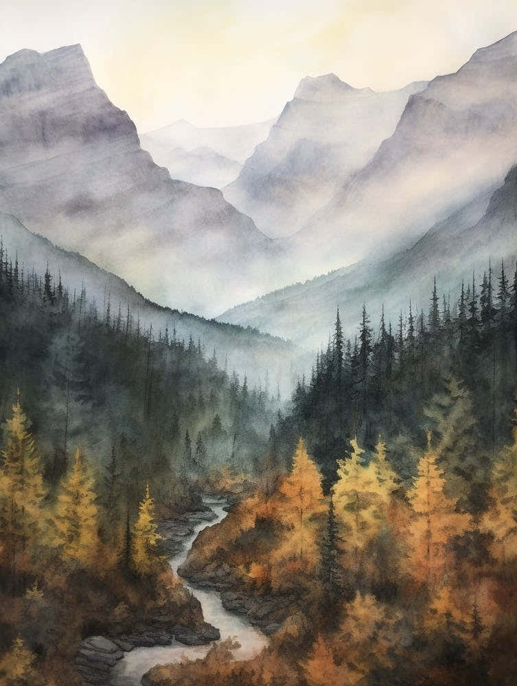 Autumn Forest Landscape Banff National Park Canada 1