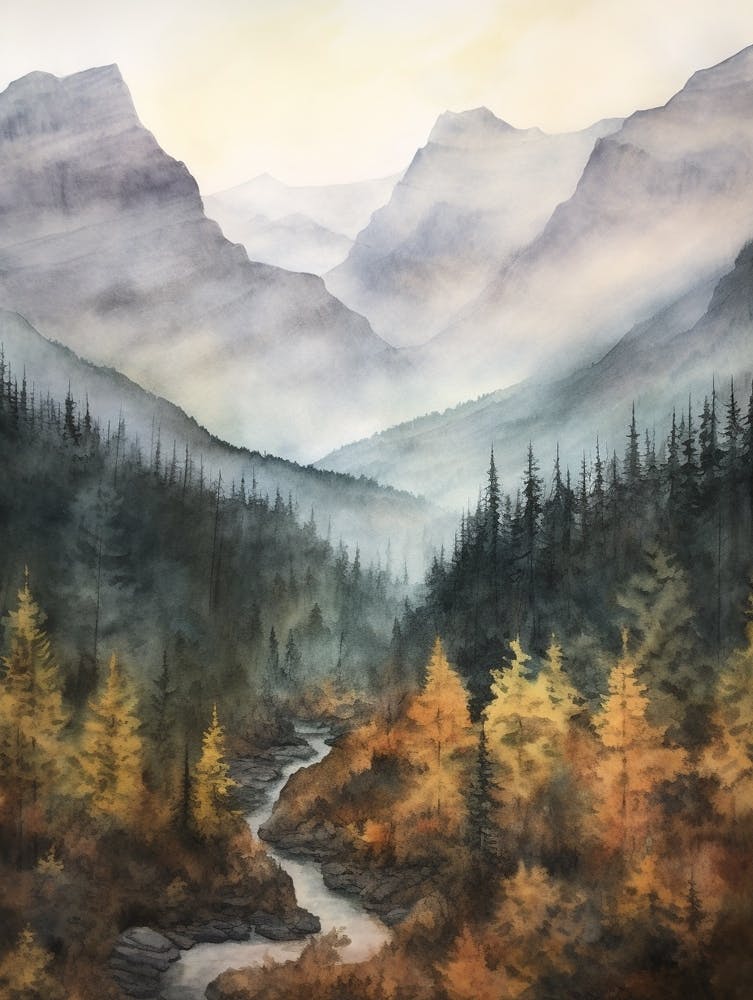 Autumn Forest Landscape Banff National Park Canada 1