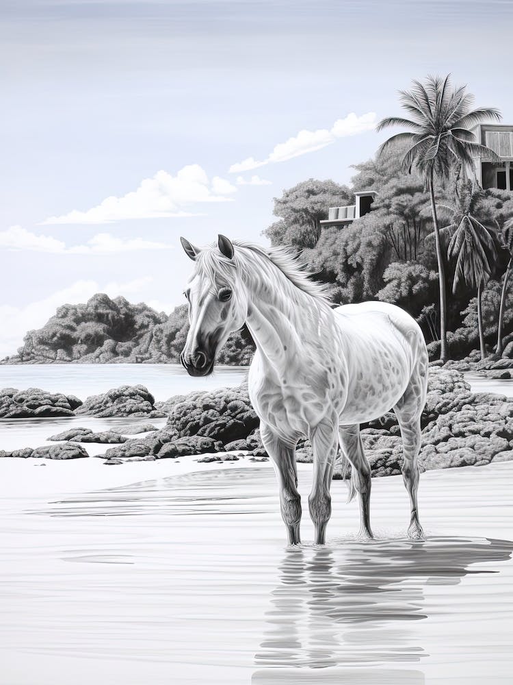 A Horse Oil Painting In Anse Lazio, Seychelles, Portrait 4
