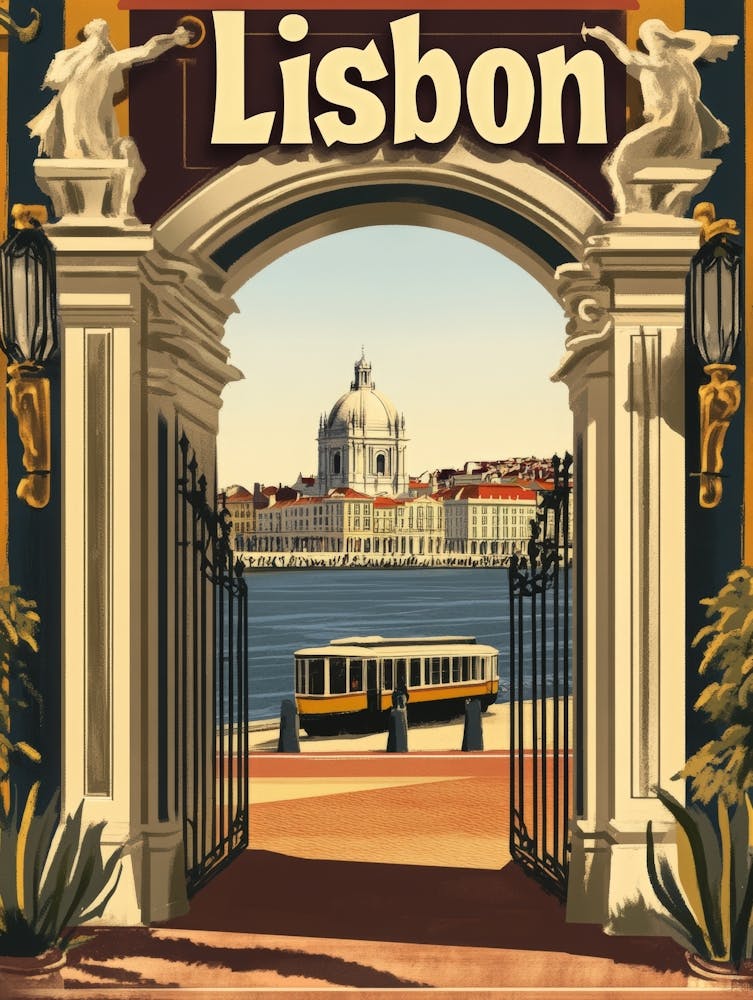 Aihrgdesign A Retro Travel Poster For Lisbon