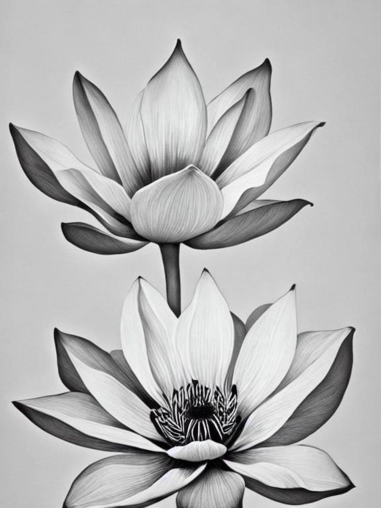 Lotus B&W Pencil 4 Flower