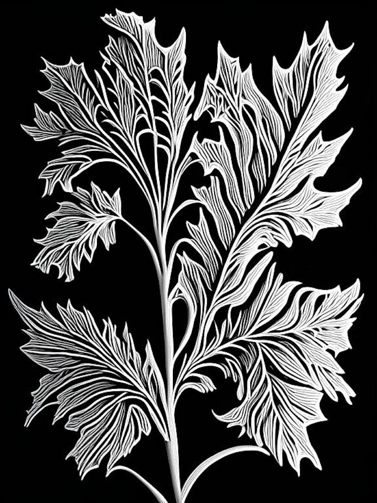 Wormwood Leaf Linocut 2