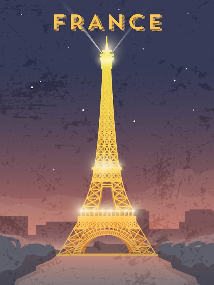 France, Paris — Retro travel minimalist poster