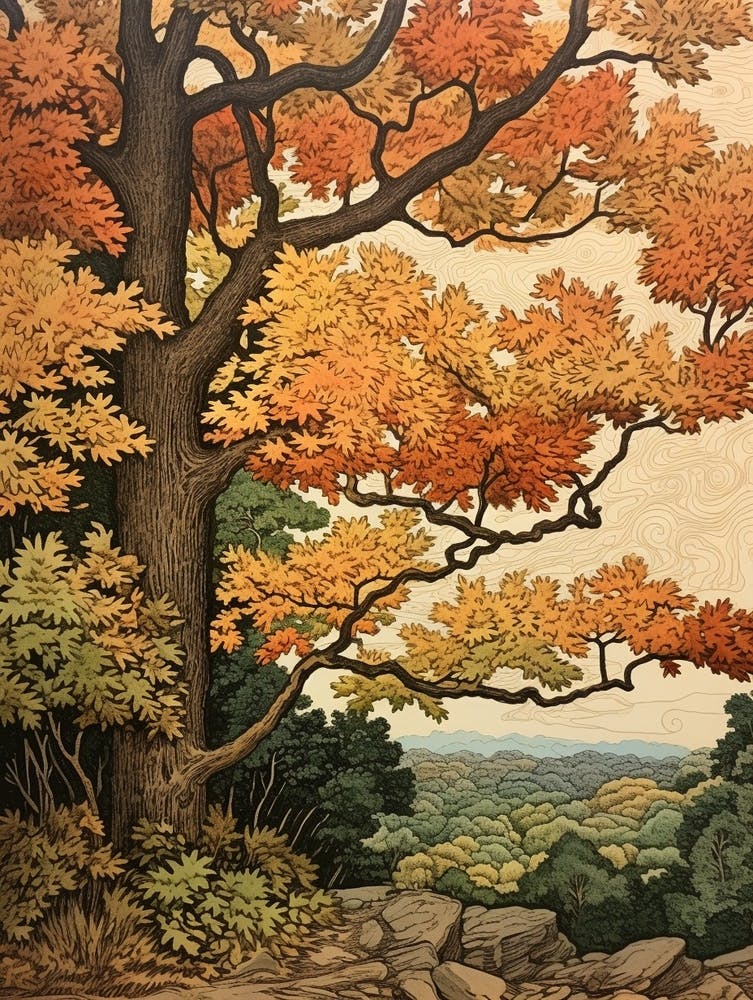 White Ash 1 Vintage Autumn Tree Print 