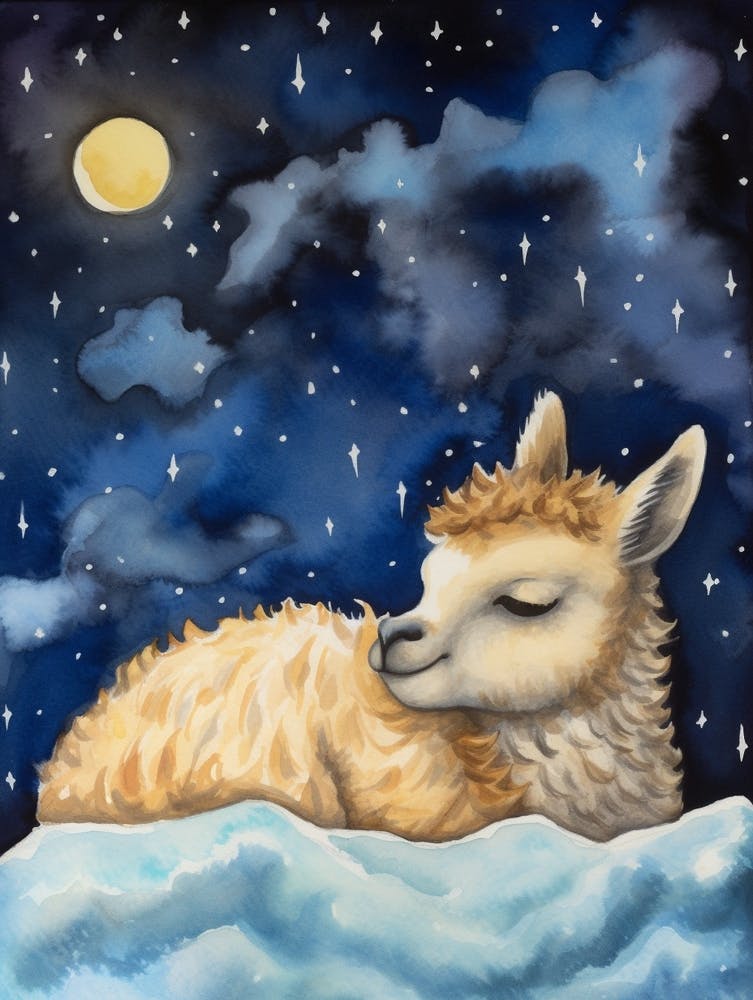 Baby Llama 1 Sleeping In The Clouds