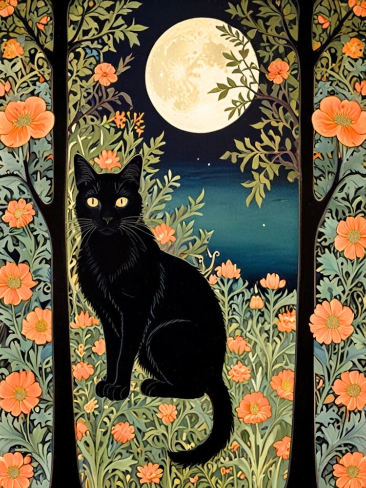 William Morris Black Cat In The Moonlight 14
