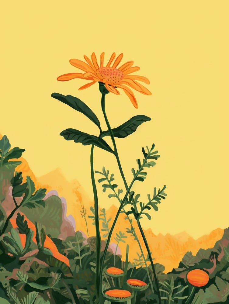 Boho Wildflower Painting Golden Ragwort 2