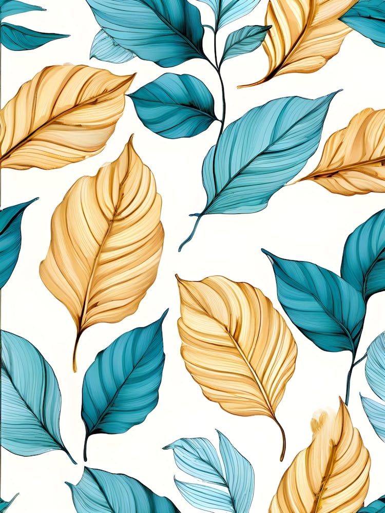 Watercolor Leaves Seamless Pattern 1