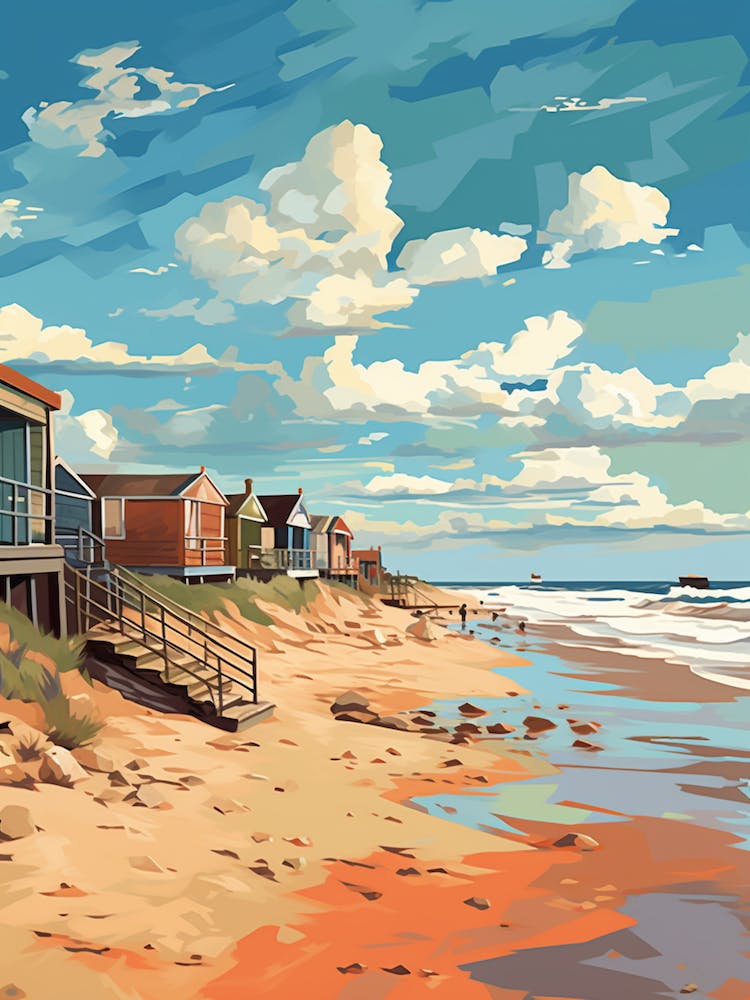 Abstract Illustration Of Southwold Beach Suffolk Orange Hues 1