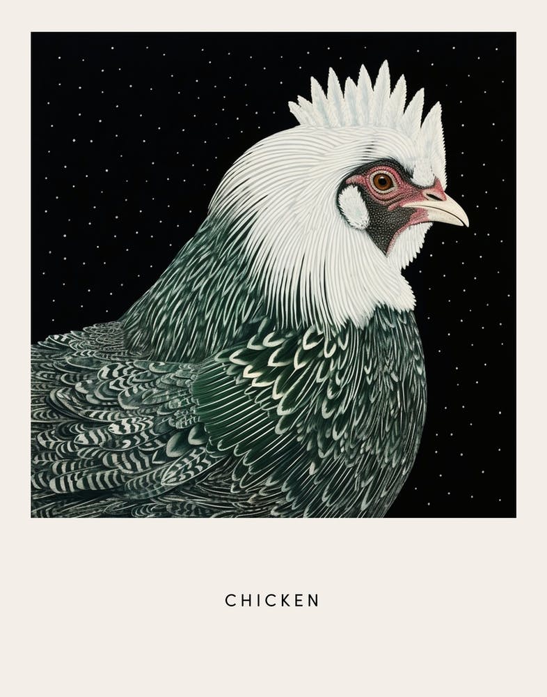 Ohara Koson Inspired Bird Painting Chicken 4 Poster