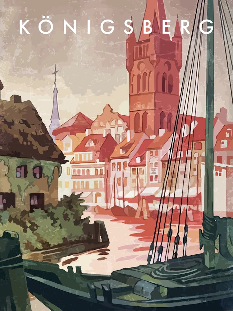 Konigsberg, Prussia, Germany — Retro travel minimalist art poster 2