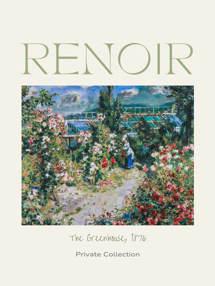 The Greenhouse 1876 by Pierre Auguste Renoir - HD Remastered Immaculate | Labelled Poster Gallery Artwork | in Private Collection