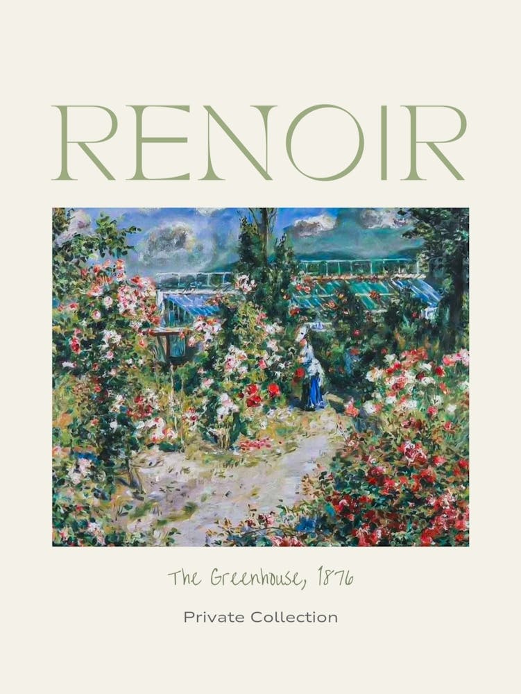 The Greenhouse 1876 by Pierre Auguste Renoir - HD Remastered Immaculate | Labelled Poster Gallery Artwork | in Private Collection