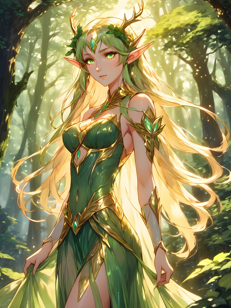 An Beautiful Elf in the Forest