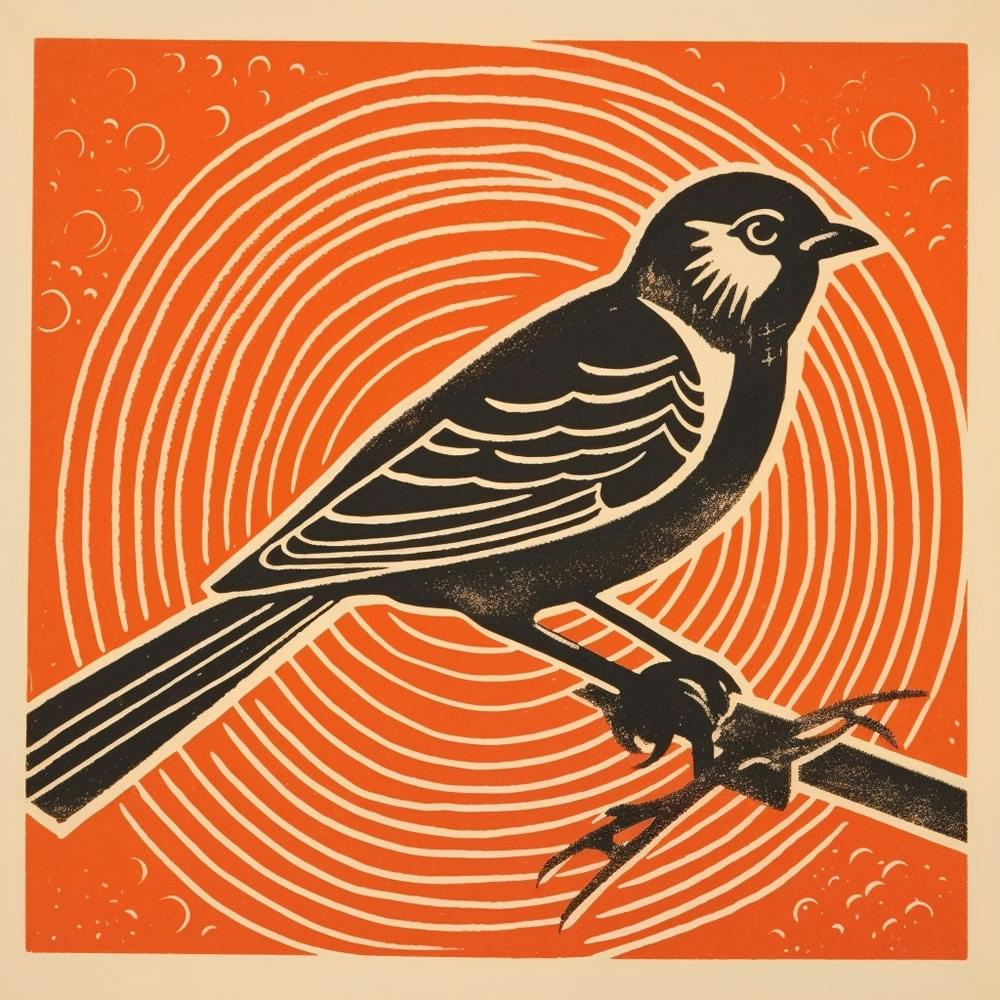 Retro Bird Lithograph House Sparrow 3