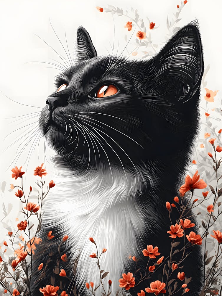 Stunning Cat And Flowers 10