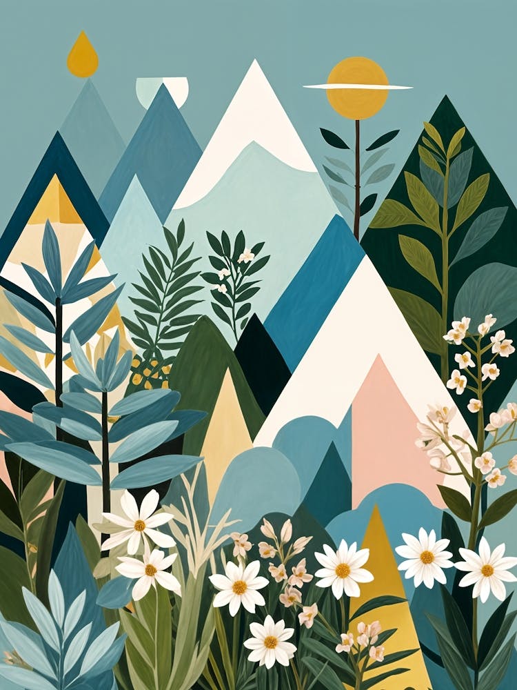 Mountains And Flowers