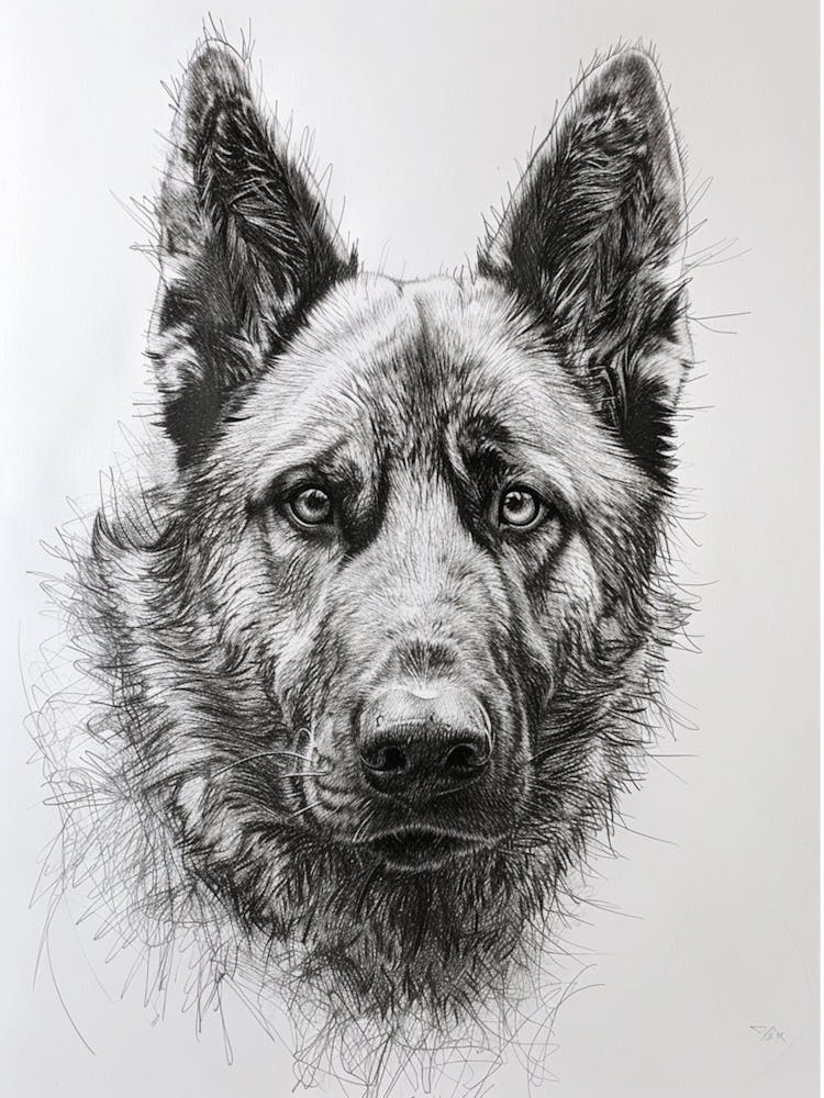 Norweigan Elkhound Dog Line Sketch 3