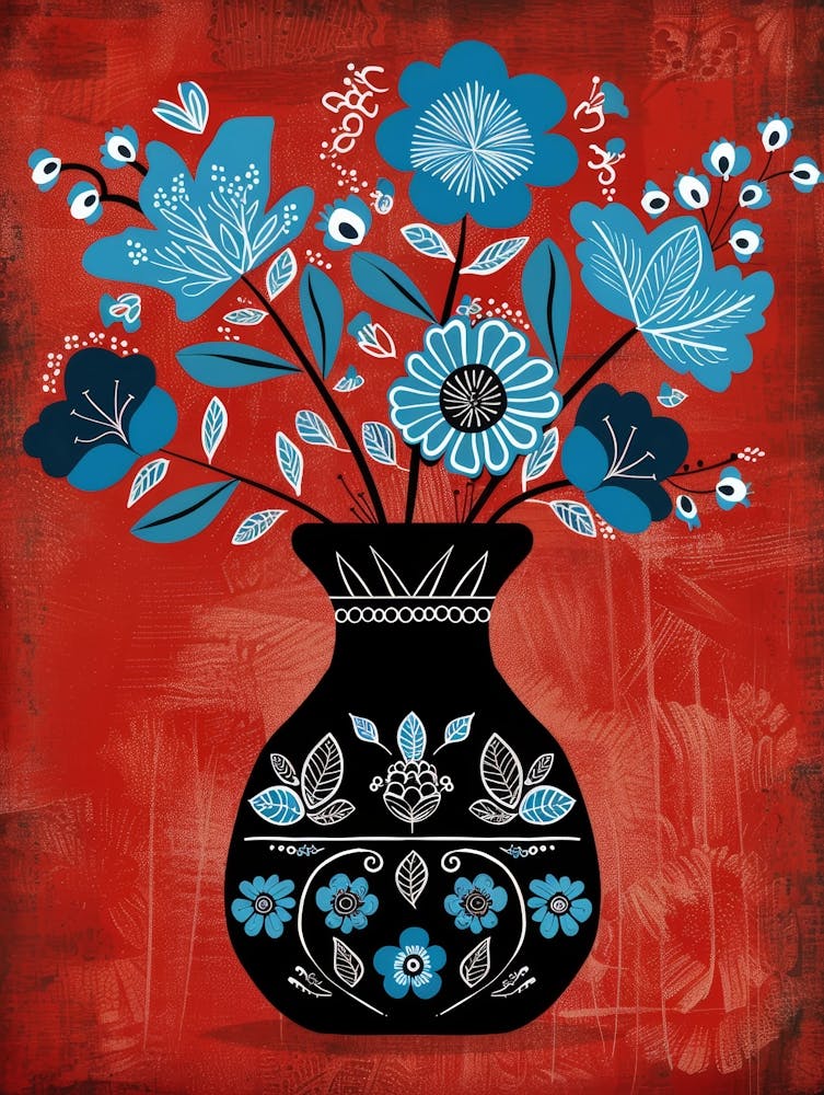 Blue Flowers In A Vase 10