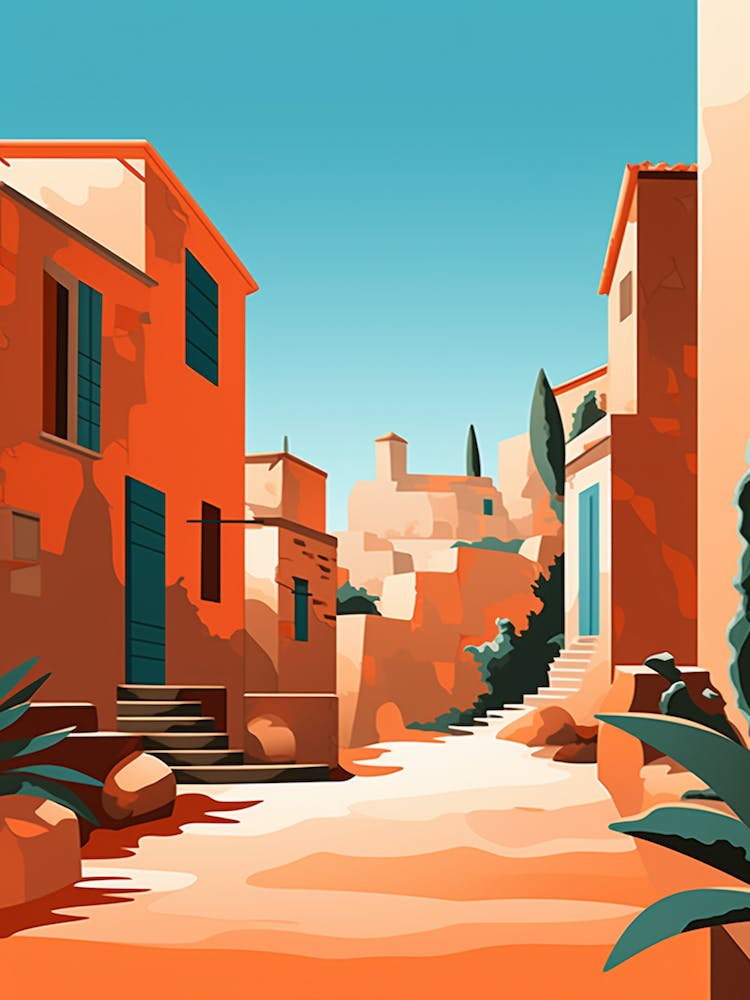 Abstrakte Illustration von Spiaggia Di Tuerredda Sardinia Italy Orangetöne 4