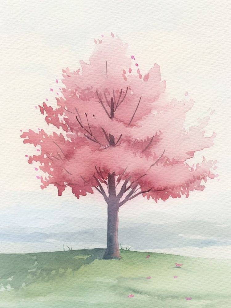 Cherry Tree Atmospheric Watercolour Painting 4
