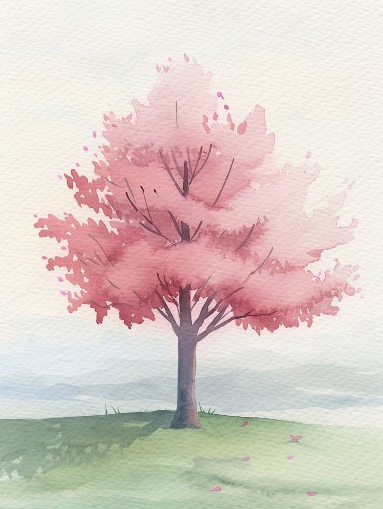 Cherry Tree Atmospheric Watercolour Painting 4