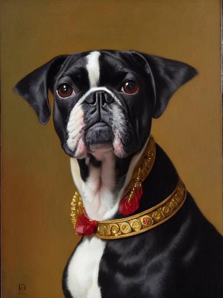 French Bulldog Renaissance Portrait Oil Painting