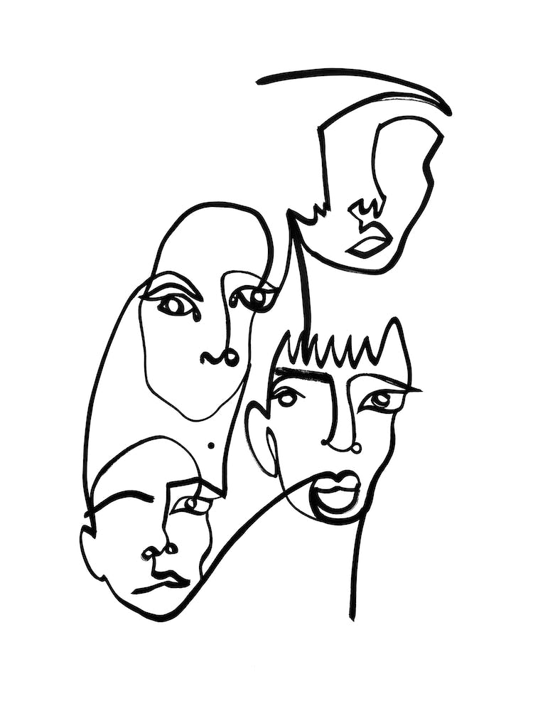Blind Drawing Four Faces