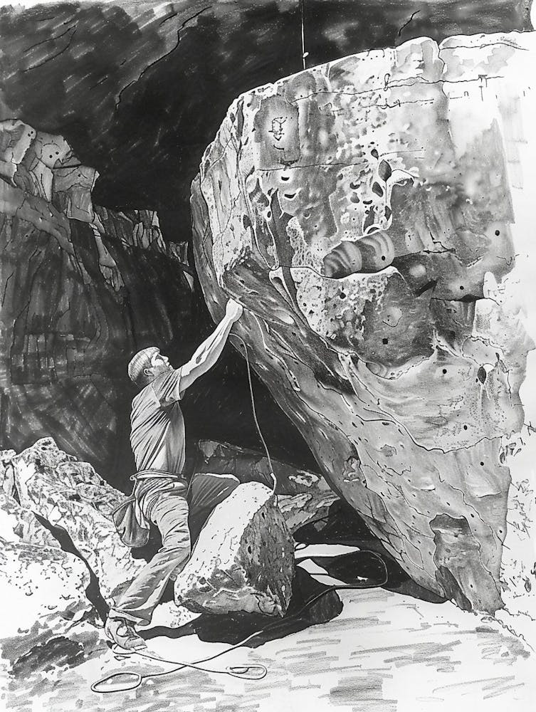 Bouldering Project Austin Texas Black And White Drawing 2