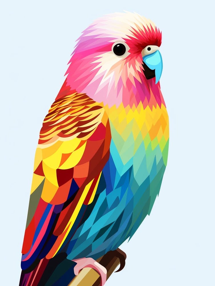 Colourful Geometric Bird Budgerigar 2