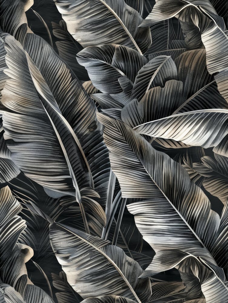 Black And White Banana Leaves 5