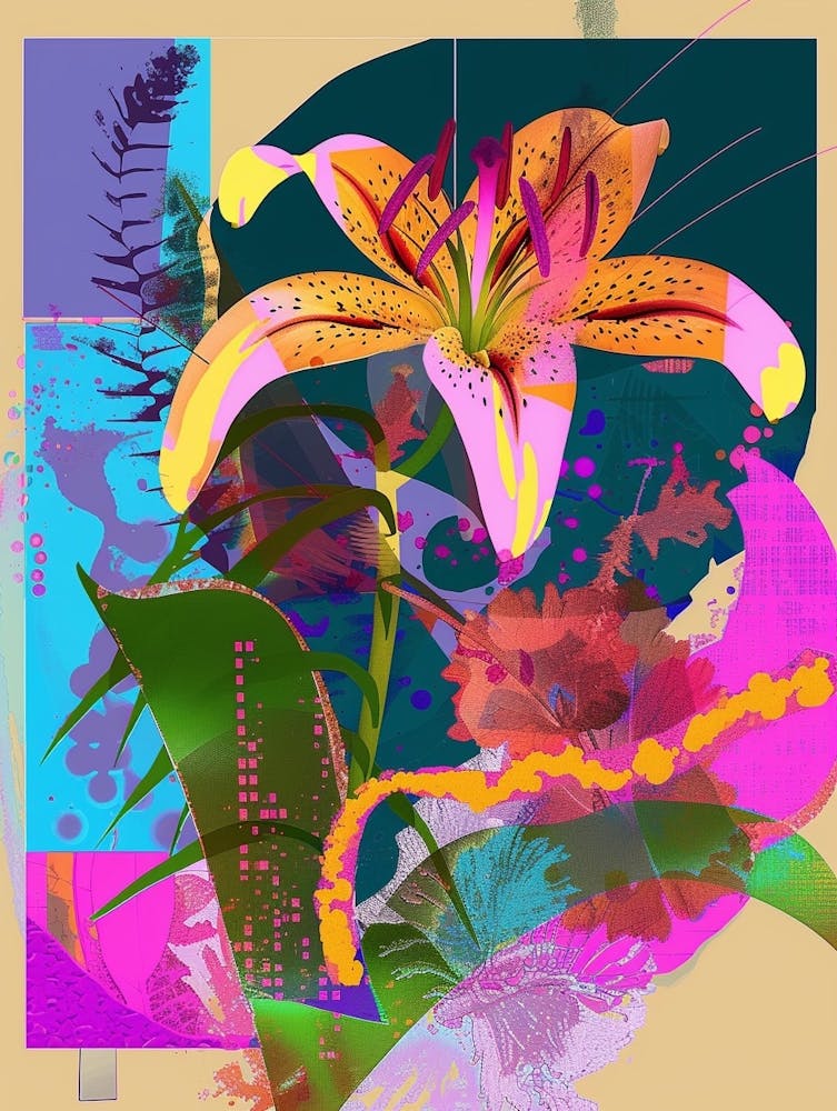 Lily 3 Neon Flower Collage