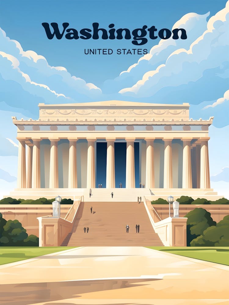 Washington United States Lincoln Memorial Travel Art