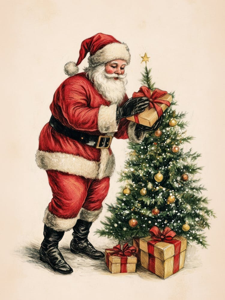 Vintage Santa Claus Christmas Tree