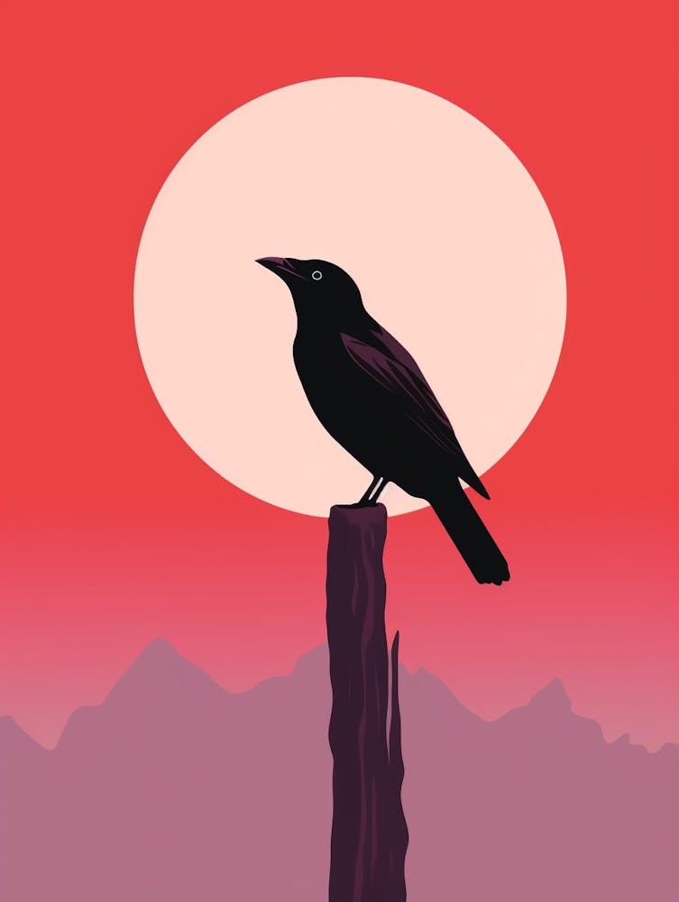 Minimalist Raven 1 Illustration