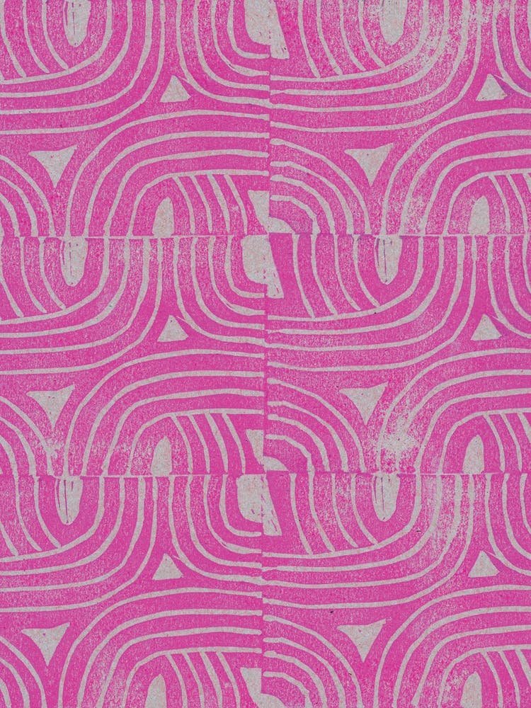 Pink Curves Block Print