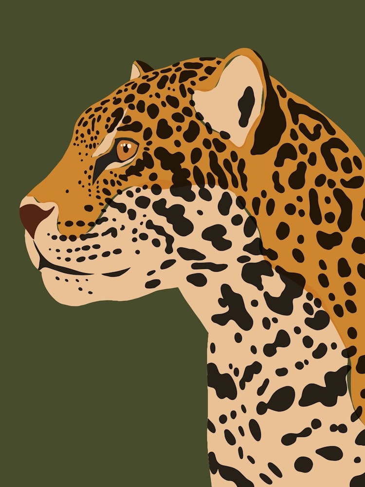 Jungle Safari Jaguar on Dark Green