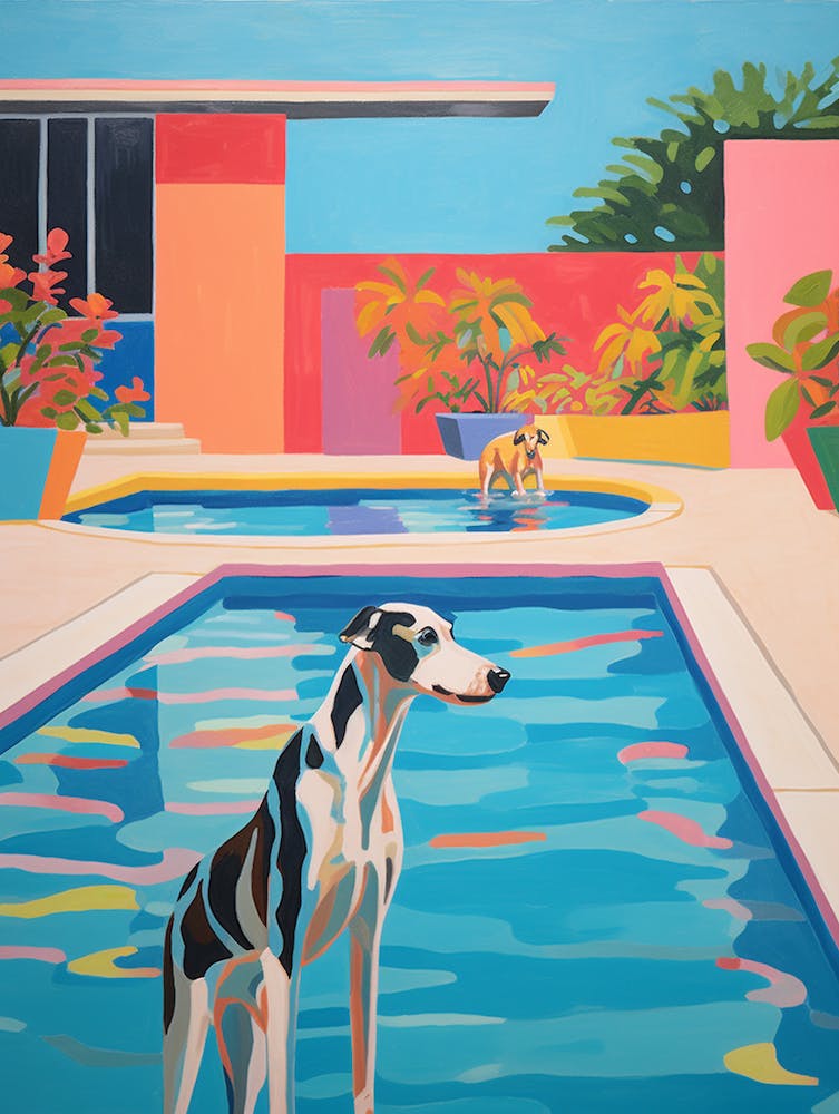 Matisse Hockney Inspired Greyhound Expressionist Poster