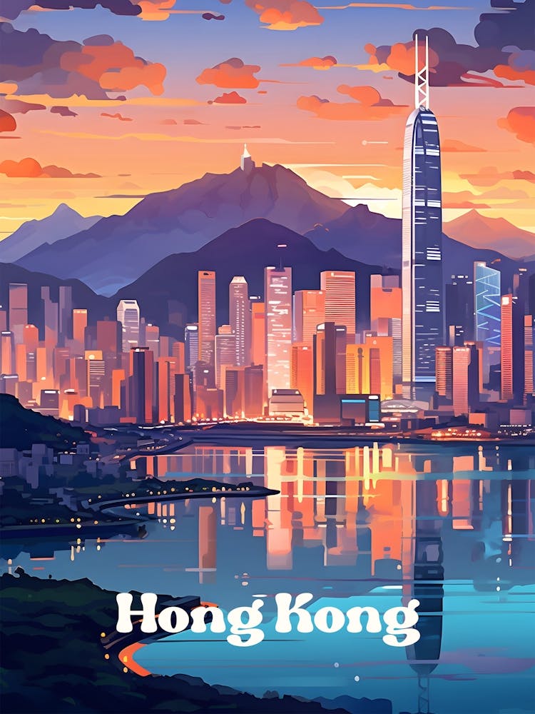 Hong Kong Neon Modern Travel Art