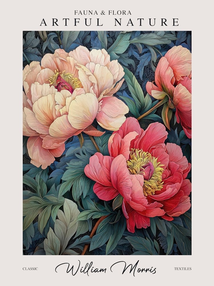 William Morris Pink And Red Big Peonies Exhibition