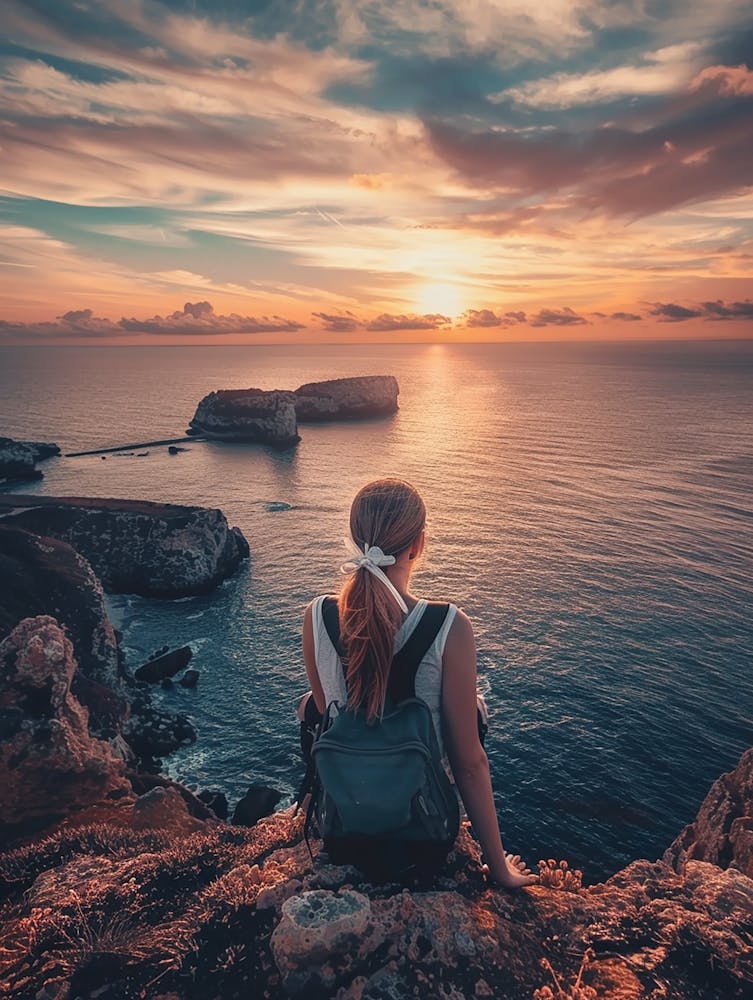 Woman Looking At The Sunset