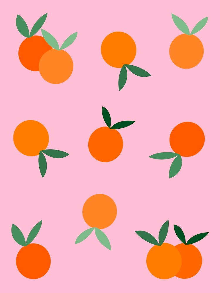 Oranges On Pink Background