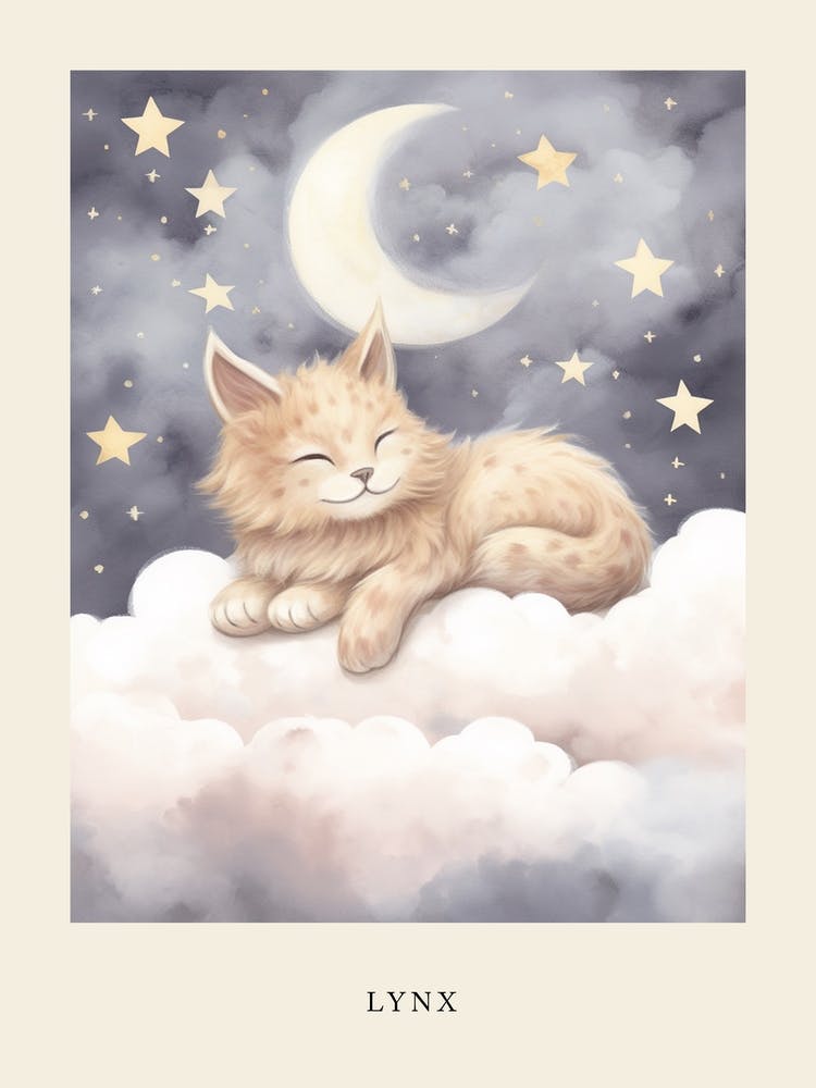 Sleeping Baby Lynx Nursery Poster