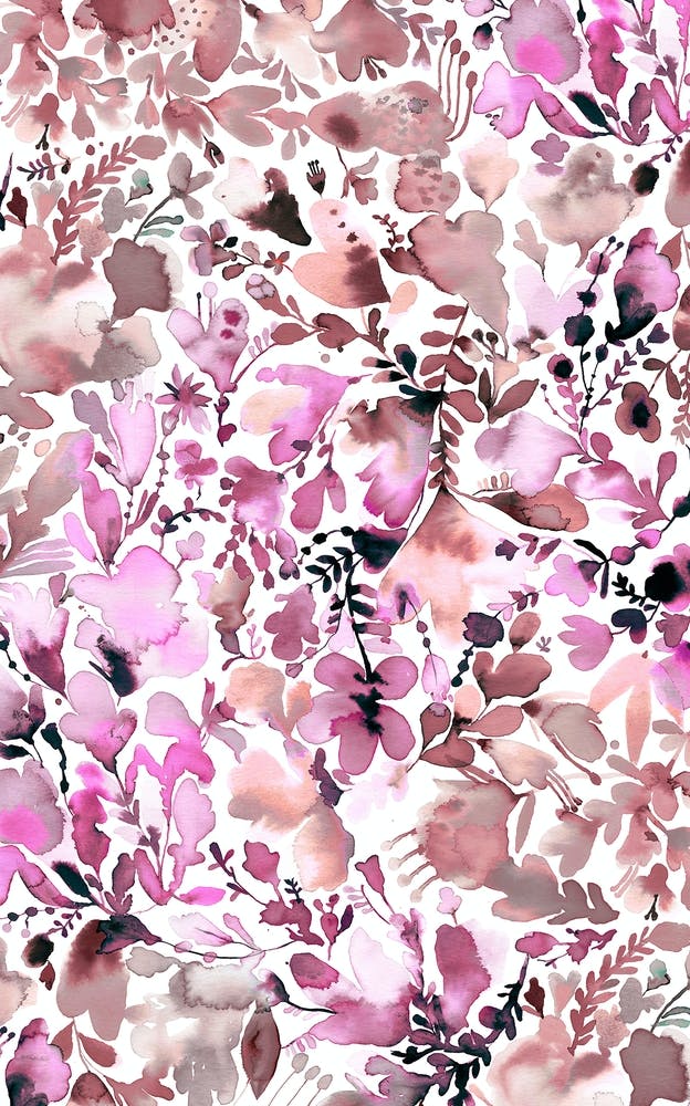 Watercolor Flowers Pink Mauve