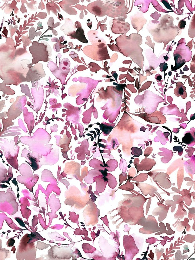 Watercolor Flowers Pink Mauve