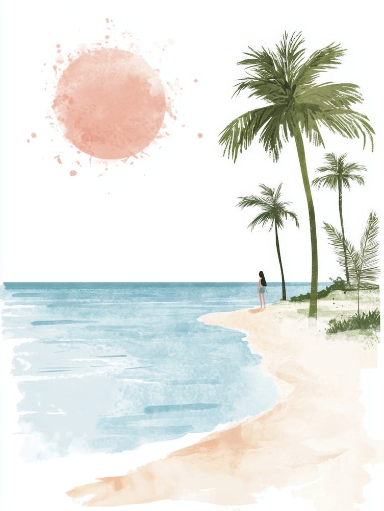 Watercolor Of A Beach