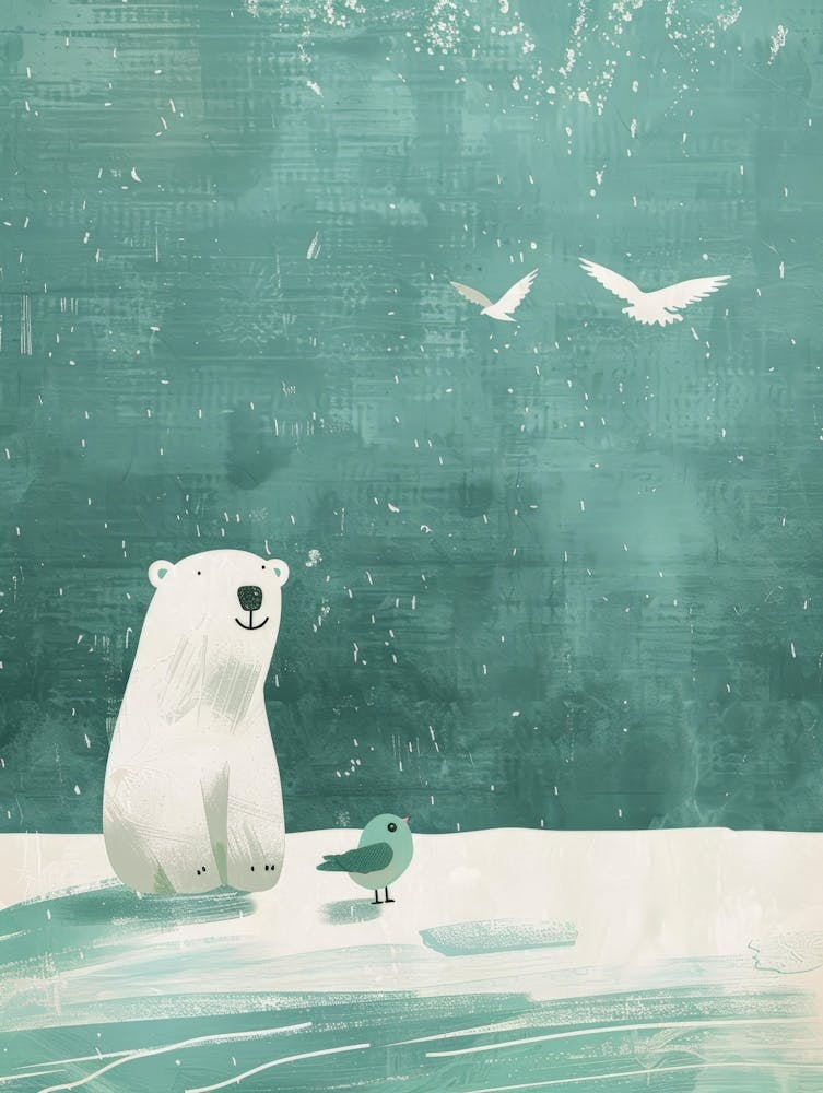 Polar Bear And Bird