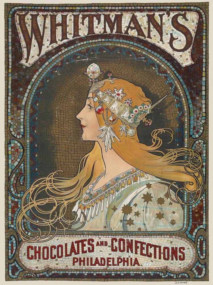 Whitman’s Chocolates And Confections Poster, Alphonse Mucha