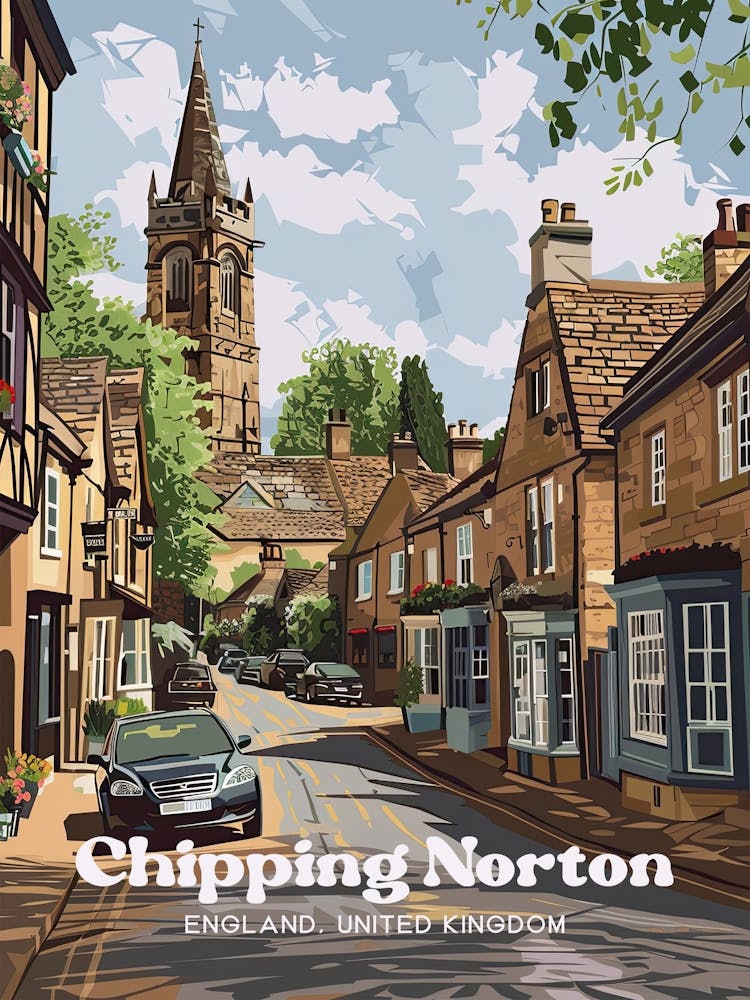 Chipping Norton Cotswold Hills Digital Travel Art