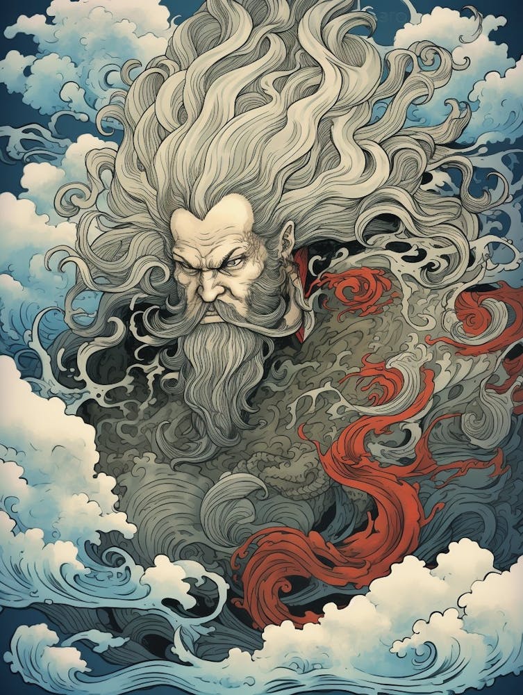 Japanese Fjin Wind God Illustration 9